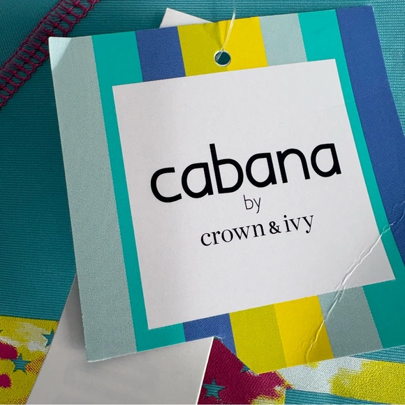 CROWN & IVY Men’s Cabana 50+ UPF Rashguard Shirt in Teal Size Medium -- NWT - Picture 5 of 7